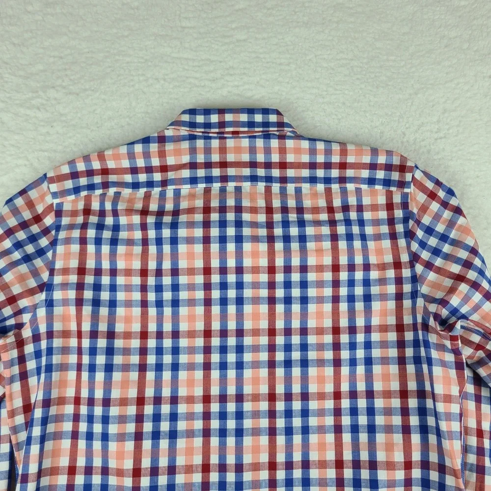 Banana Republic Shirt Mens Large Blue Red Check Non Iron Standard Fit Button‎ Up